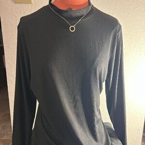 Shein Curve Mockneck Long Sleeve Ribbed Blouse size 1XL in color black